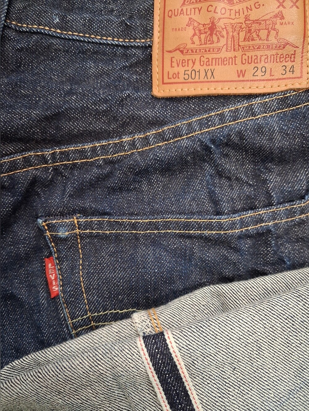 Levis 501XX  jeans 29X34 Big E Selvedge Redline Made In USA LVC